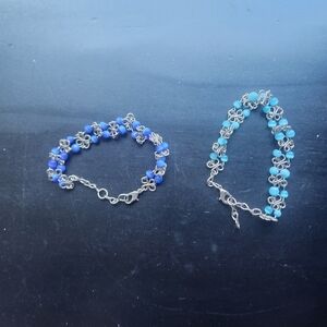 Elegant Blue and Turquoise Beaded Bracelet Set